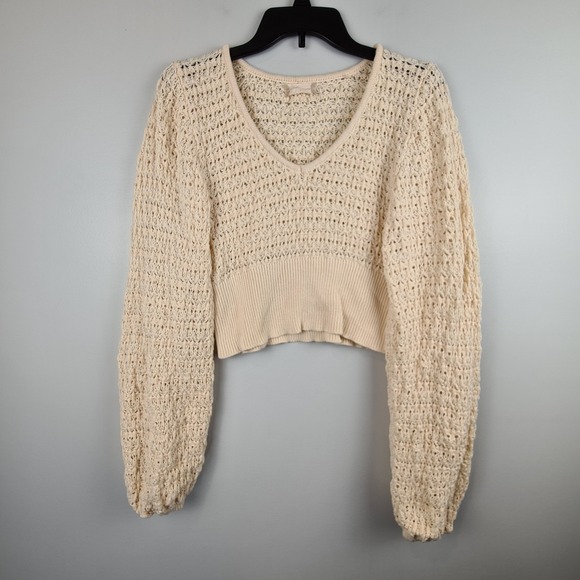Altar'd State Sweaters - Altar'd State Cropped Open Knit Sweater Crochet Womens Large‎ Balloon Sleeve